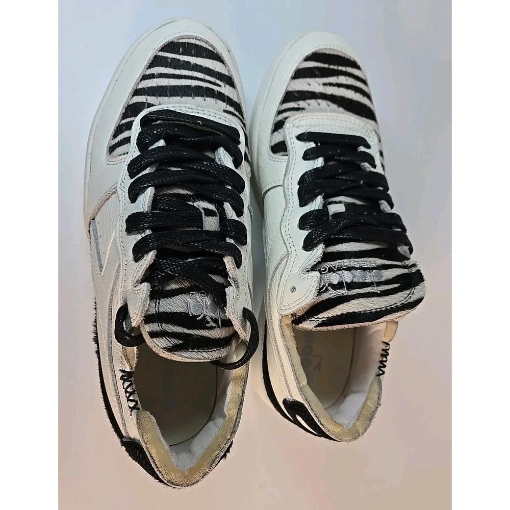 DIADORA HERITAGE MI Basket Row Cut Zebra Men Size 8, Woman 9.5